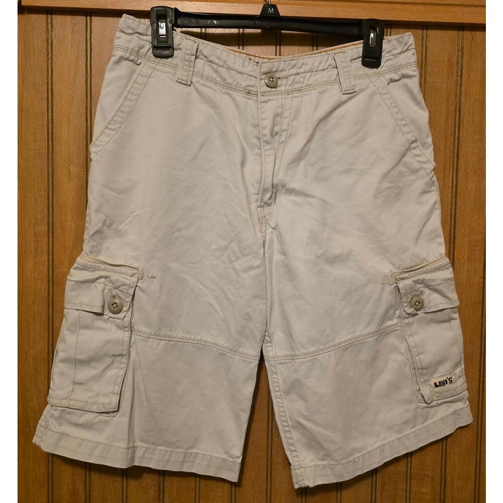 Levis Cargo Shorts Boys Sz 20 Regular Waist‎ 30" Brown Utility Outdoor Hiking